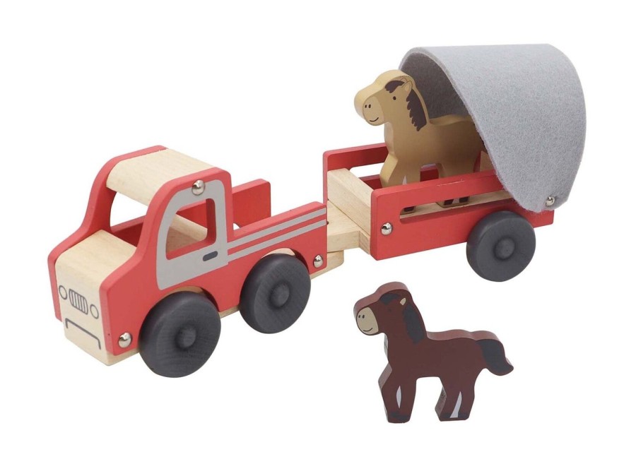 Toys | Eleganter Wooden Truck With Horse Float