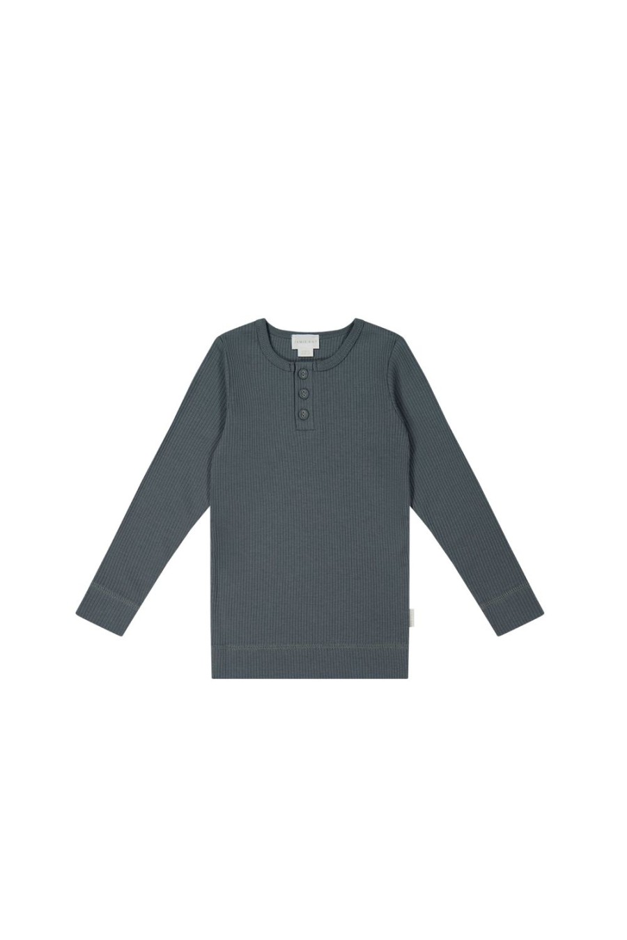 Clothing & Accessories | Jamie Kay Organic Cotton Modal Long Sleeve Henley - Smoke