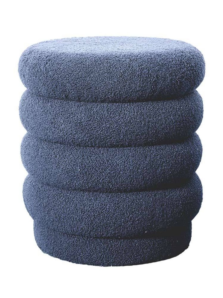 Furniture | Urban Road Lucia Round Boucle Stool - Blue