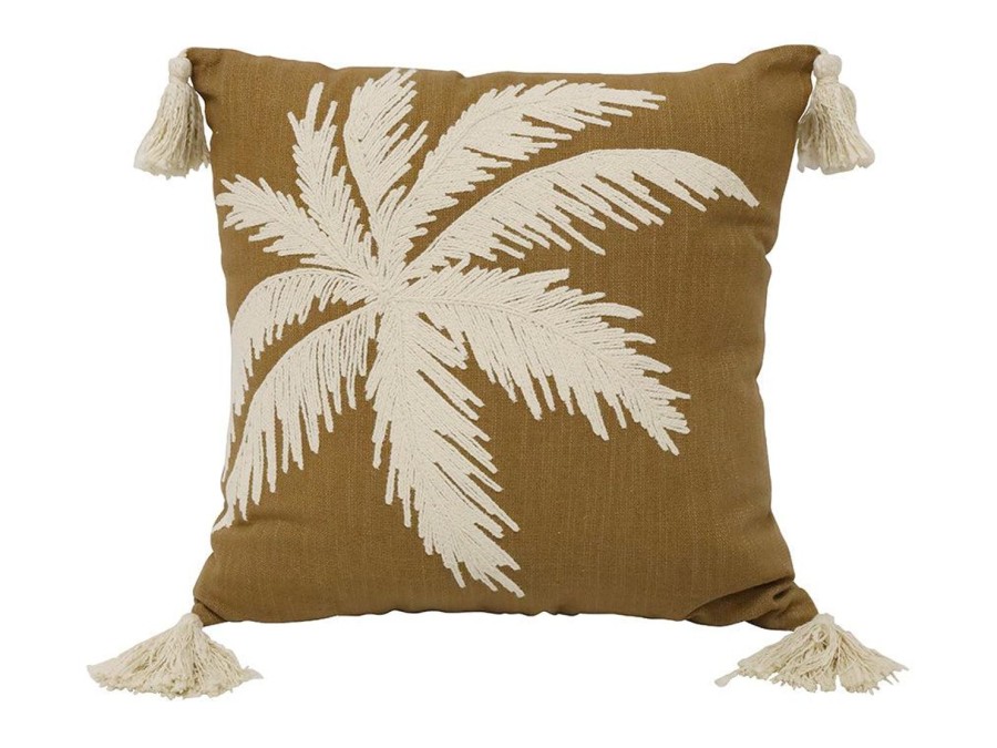 Soft Furnishings | Robert Mark California Palms Embroidered Cushion 45X45Cm - Ecru/Brown