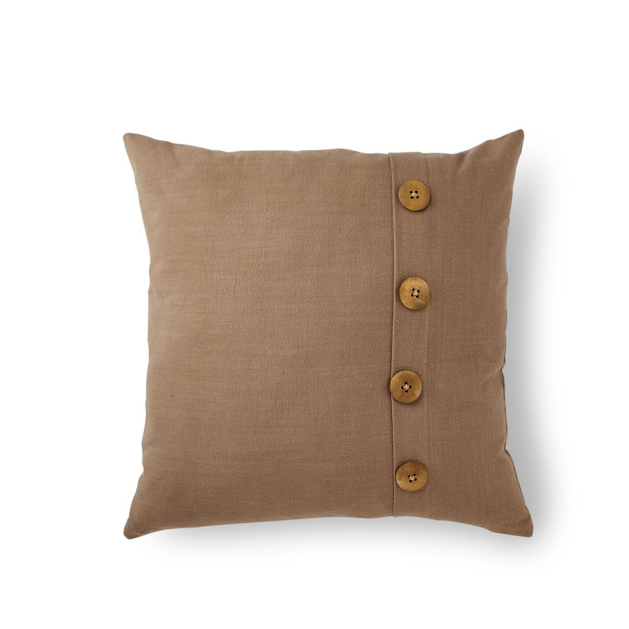 Soft Furnishings | Madras Link Bailey Coffee Button Cushion 50X50Cm