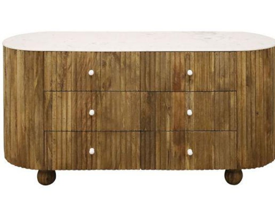 Furniture | Robert Mark Metz Wood & Marble 6 Drawer Dresser