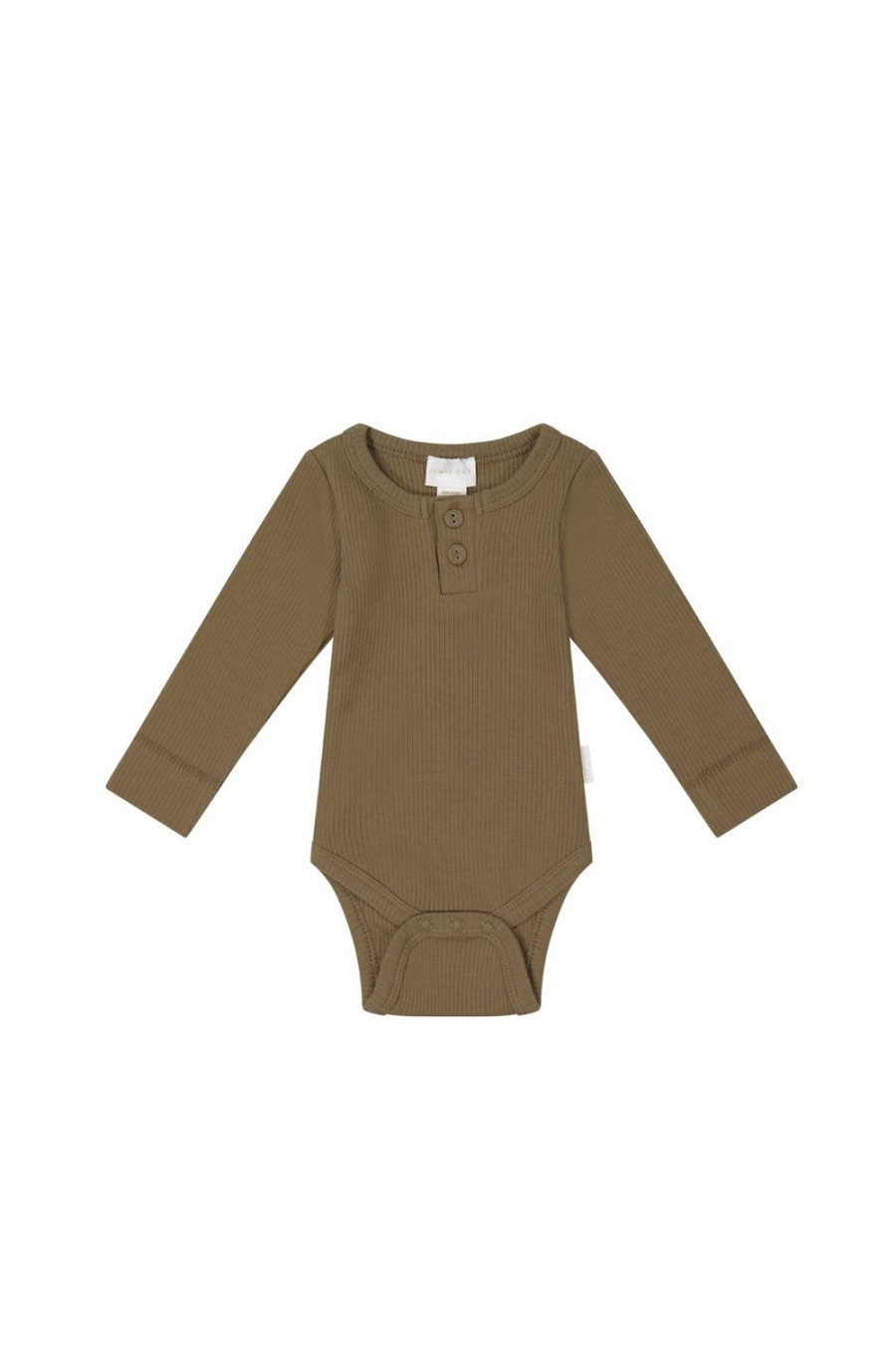 Jamie Kay | Jamie Kay Organic Cotton Fine Rib Long Sleeve Bodysuit - Pecan