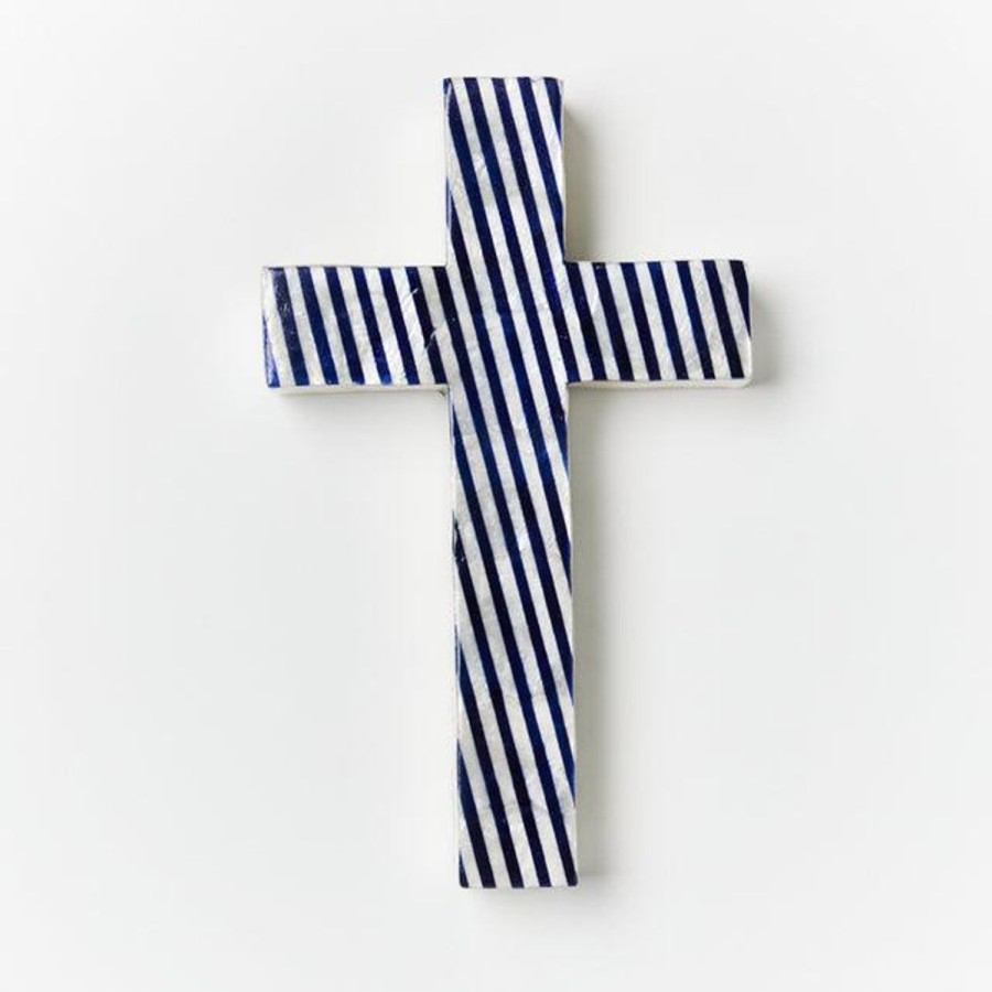 Wall Decor | Jones & Co Navy Stripe Cross