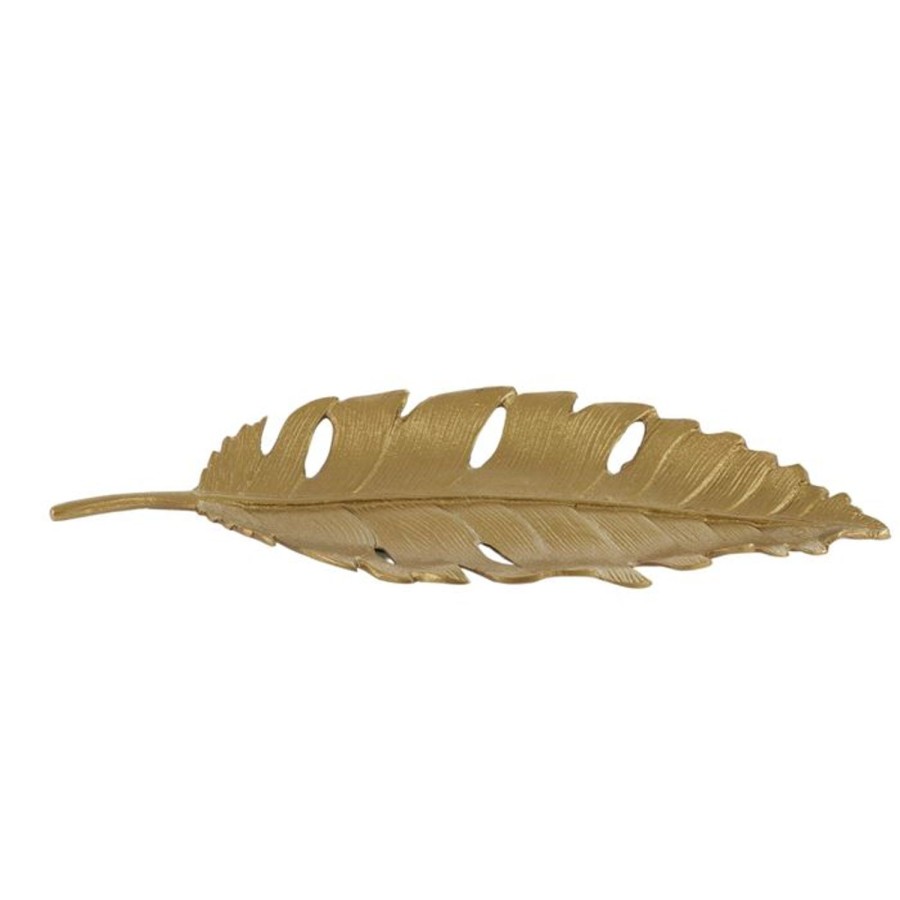 Decor Items | Coast To Coast Home Amazone Metal Leaf Plate - Gold