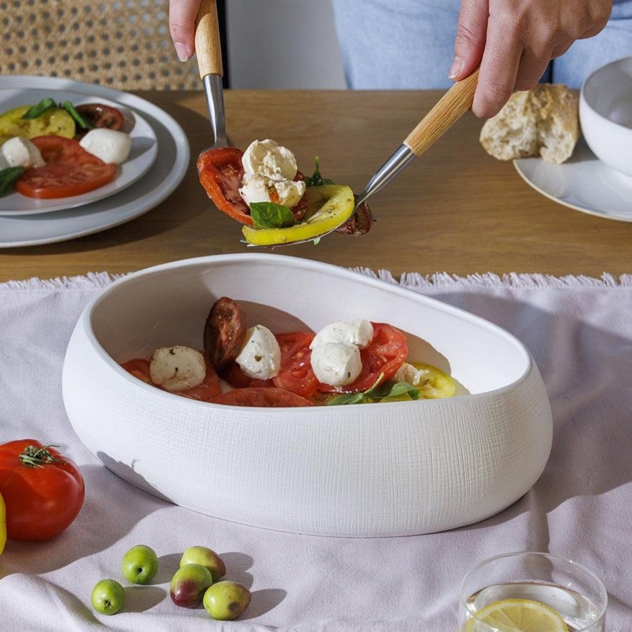 Dining & Entertaining | Ecology Bisque Oval Bowl 30Cm White