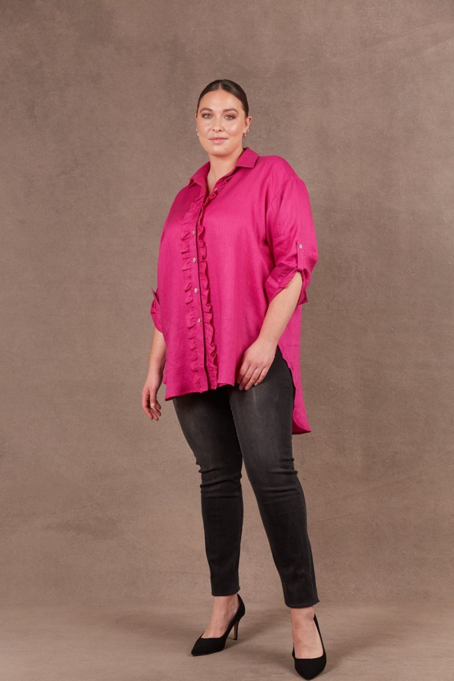 Tops | Eb & Ive Nama Frill Shirt - Magenta