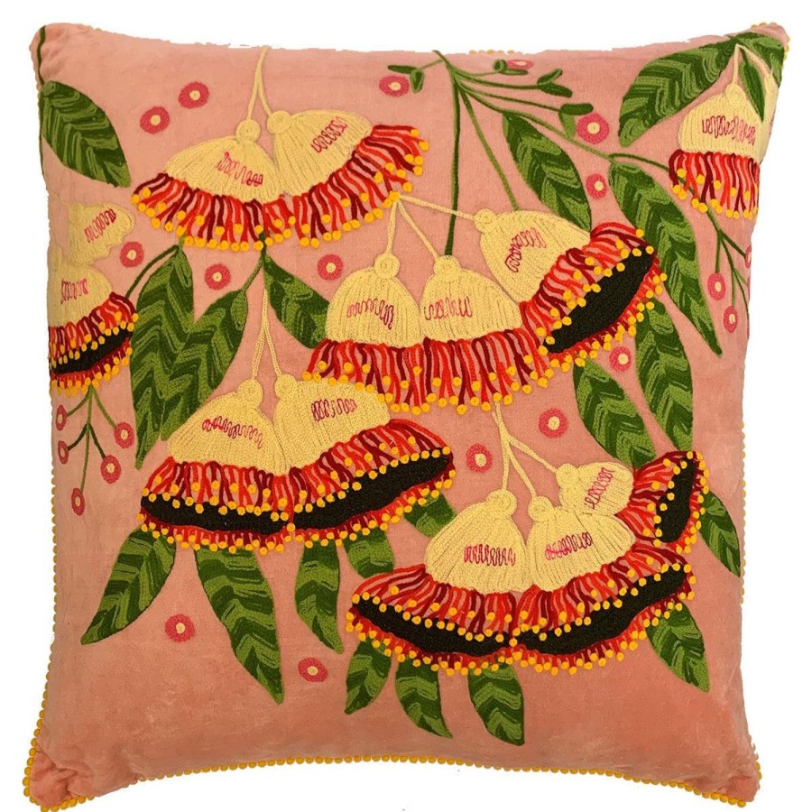 Soft Furnishings | Ruby Star Traders Gumnuts Cushion - Blush - Velvet - 60X60Cm