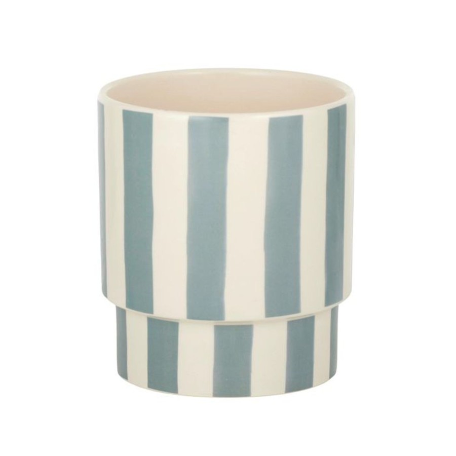 Pots, Planters & Vases | Coast To Coast Home Stripey Ceramic Pot - Ivory/Grey