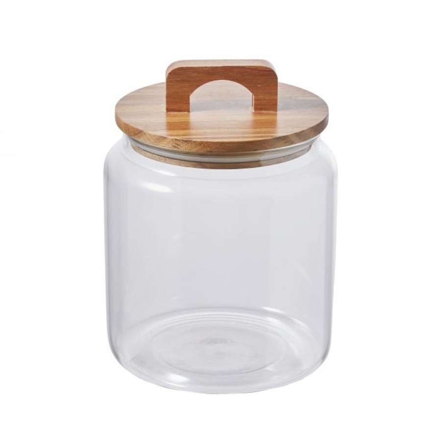 Kitchenware | Davis & Waddell Glass Jar With Acacia Lid Clear 2100Ml