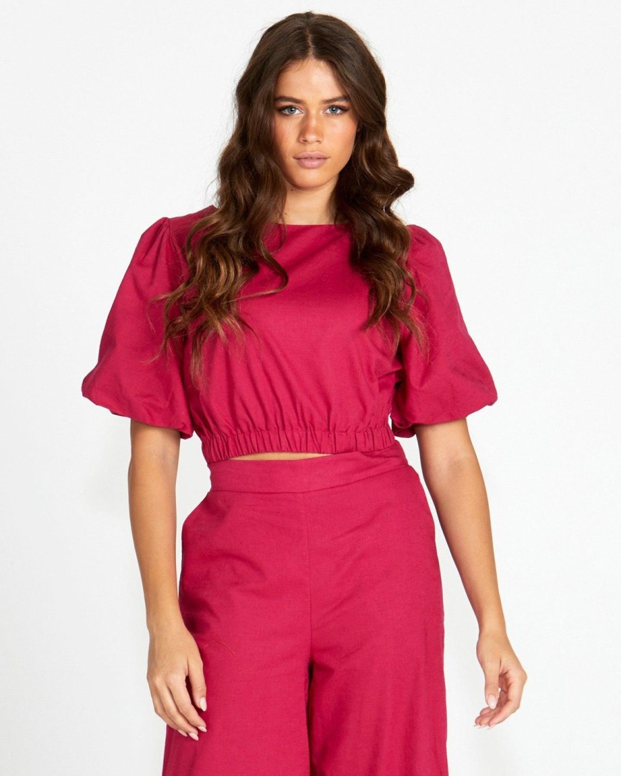 Tops | SASS Marnie Balloon Sleeve Top - Berry