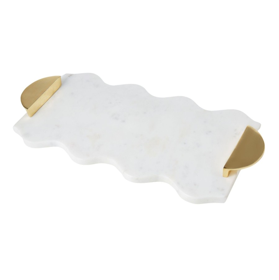 Dining & Entertaining | Amalfi Marble Scalloped Serving Board - White/Gold