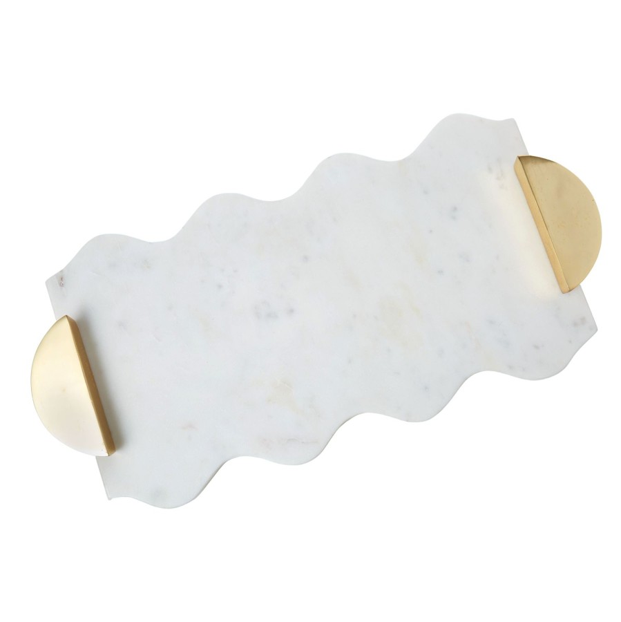 Dining & Entertaining | Amalfi Marble Scalloped Serving Board - White/Gold