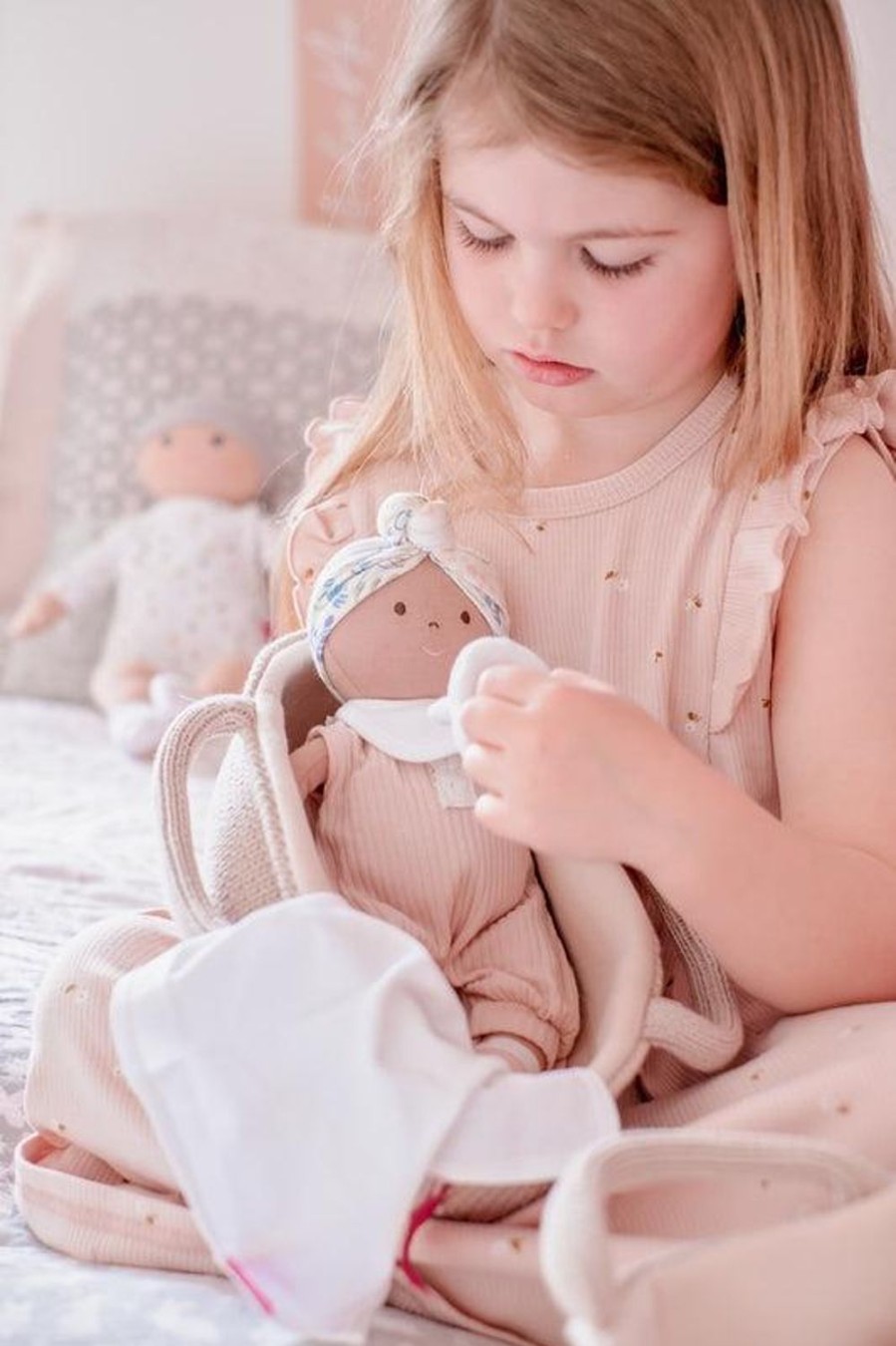 Toys | Bonikka Pink Outfit Baby With Knitted Carry Cot