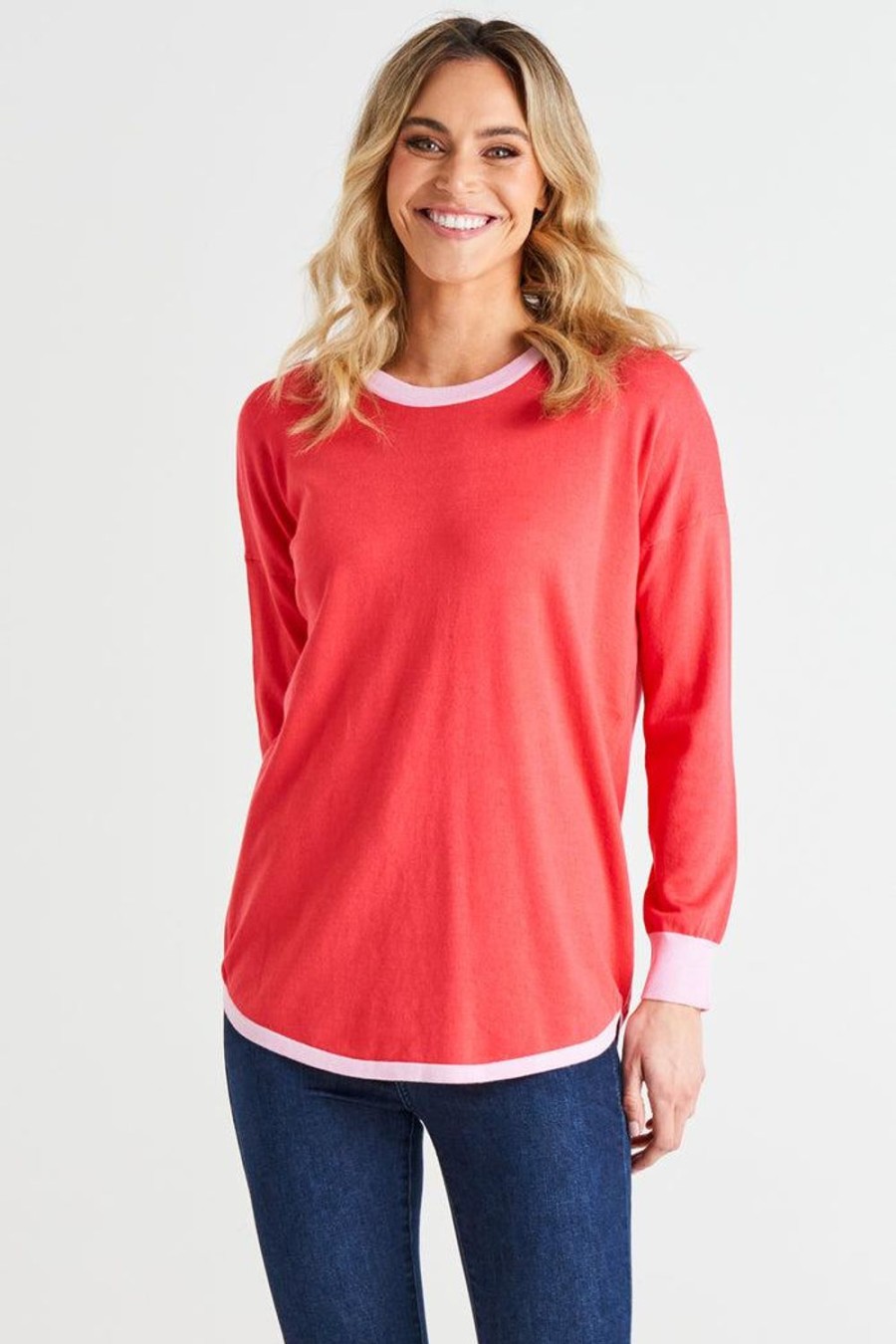 Knitwear & Jumpers | Betty Basics Sophie Knit Jumper - Pink Tipping