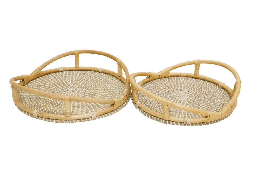 Decor Items | Robert Mark Lida Seagrass Tray With Rattan Handles