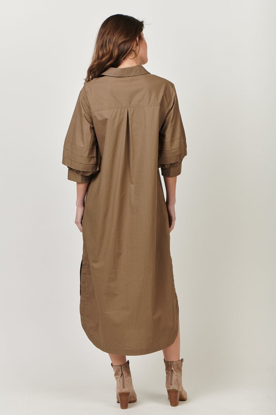 Dresses | Naturals by O&J Poplin Dress - Khaki