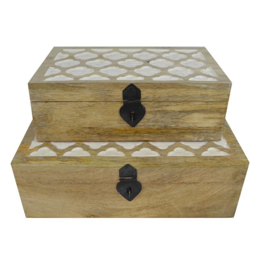 Decor Items | Coast To Coast Home Carved Quatrefoil Trinket Boxes