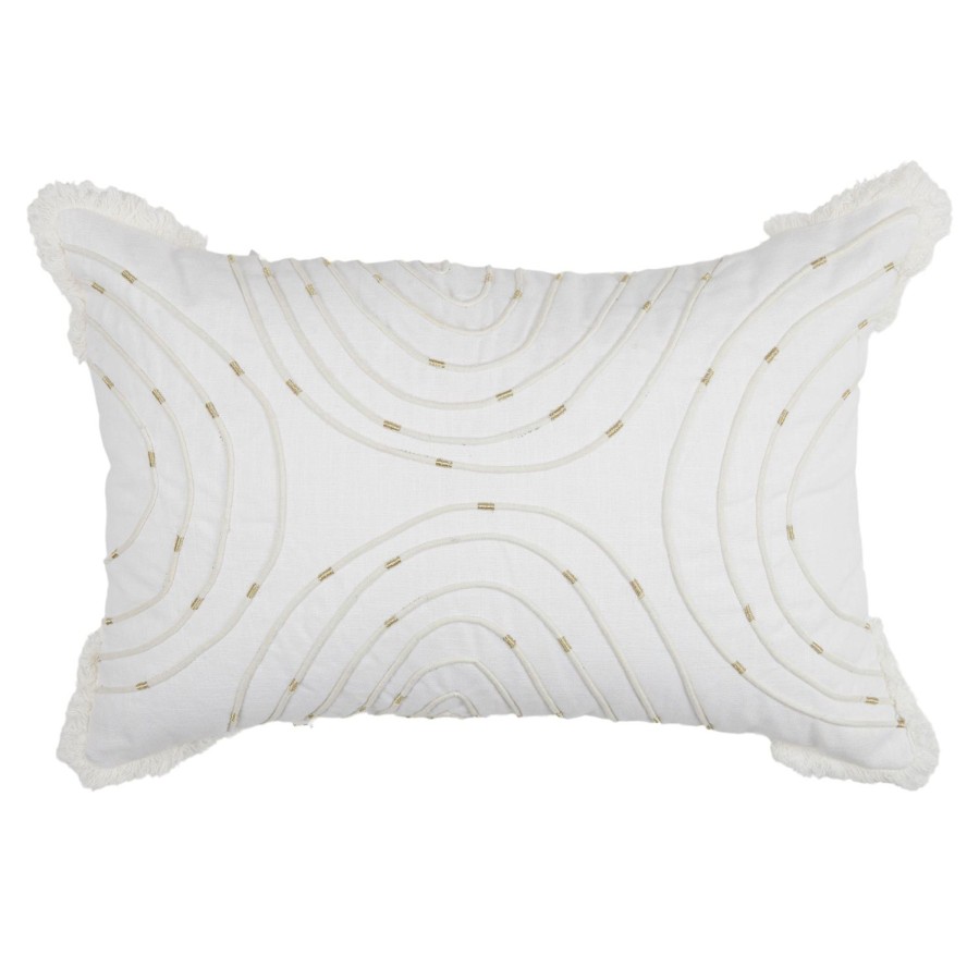 Soft Furnishings | Coast To Coast Home Aphrodite Cotton Cushion 40X60Cm - White/Gold