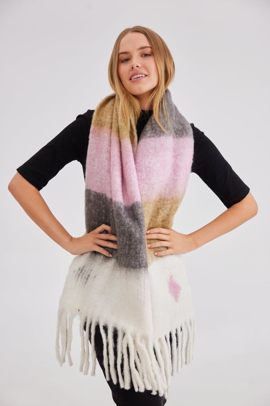 Scarves, Belts & Gloves | Holiday Digby Scarf - Pink/Grey/Mustard Stripe