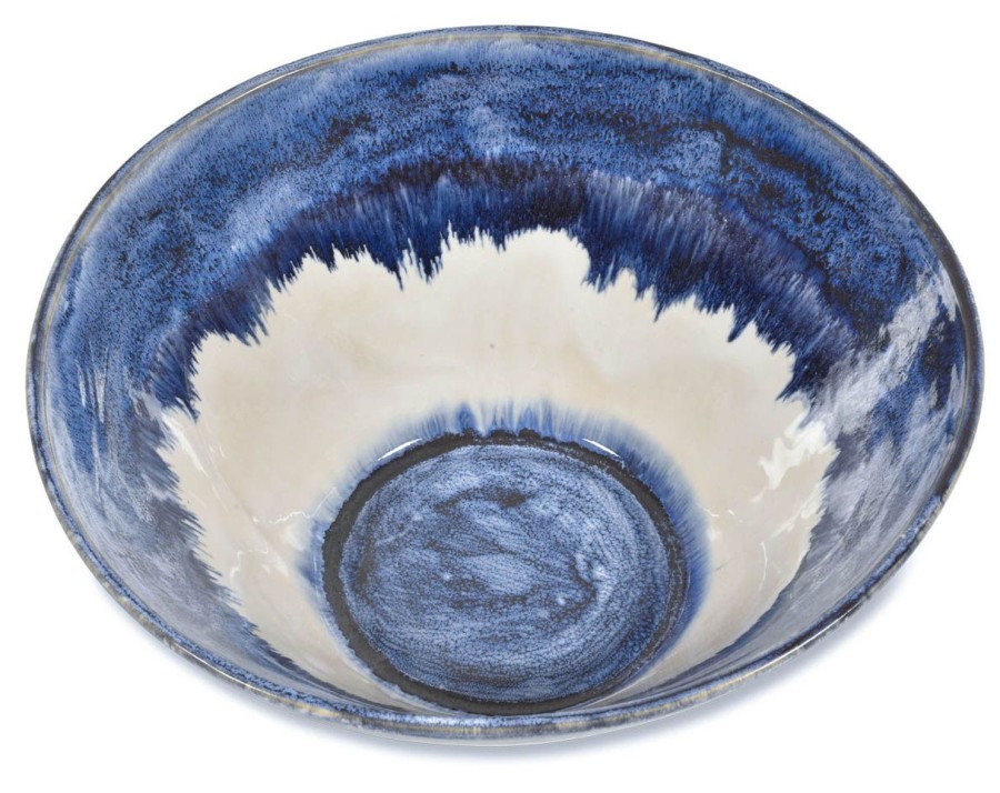 Dining & Entertaining | H&G Living Mediterranean Ceramic Glazed Bowl - Blue/White