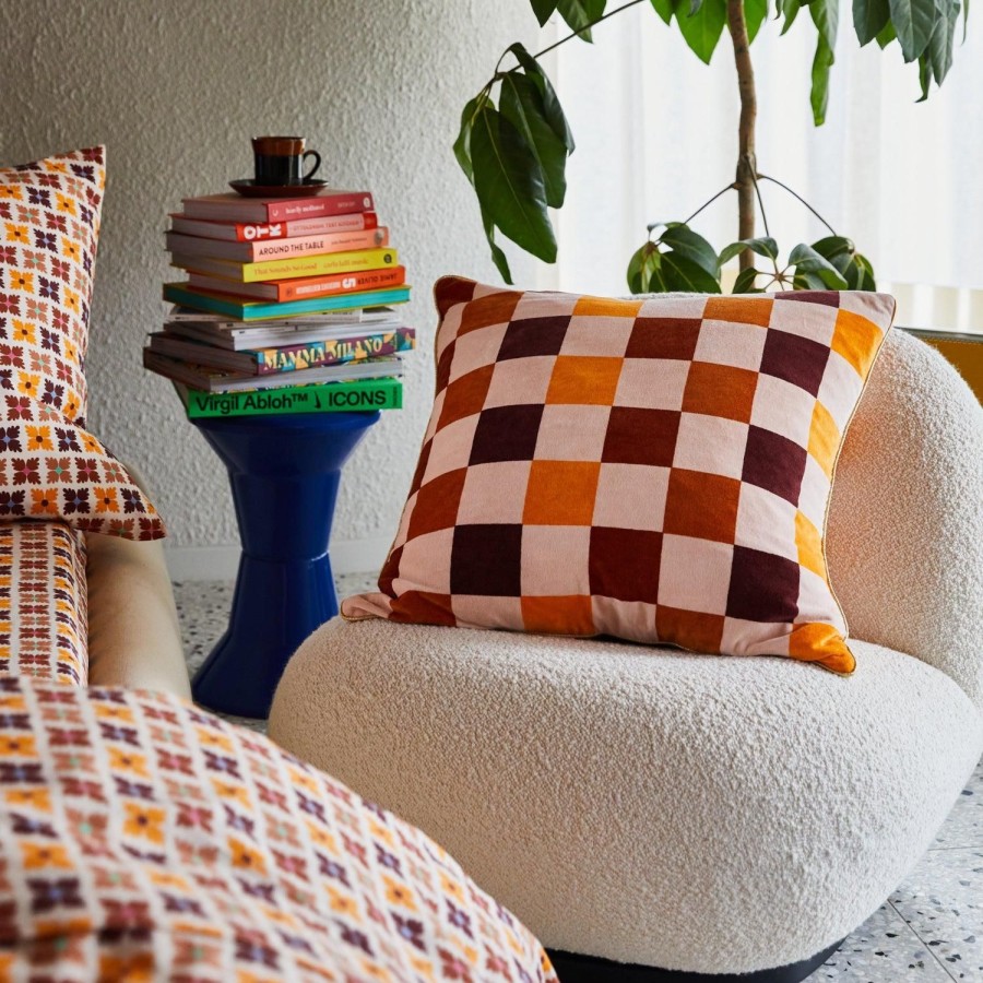 Soft Furnishings | PLAY by Sage & Clare Damas Checkerboard Cushion - Mocha