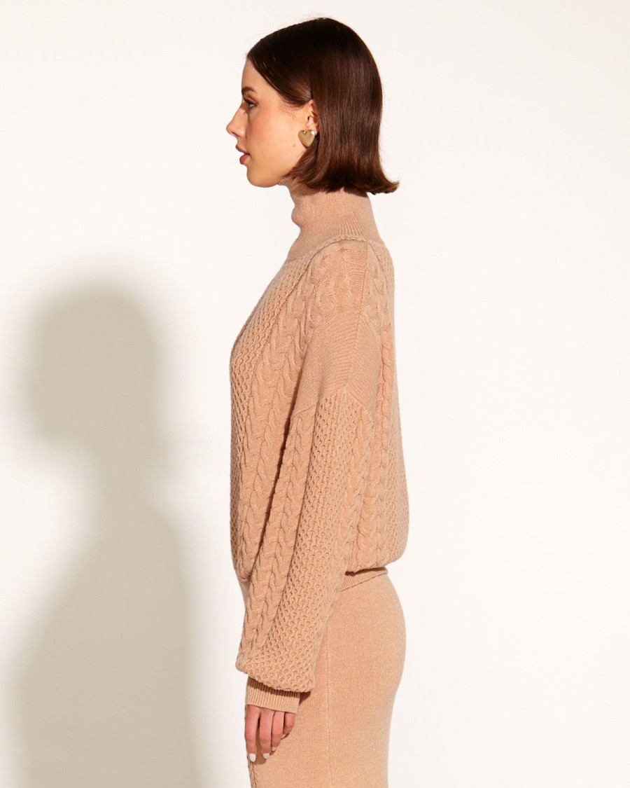 Knitwear & Jumpers | Fate + Becker Treasure Turtleneck Cable Knit - Tan