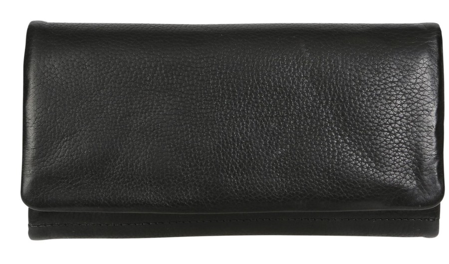 Bags & Clutches | Modapelle Soft Leather Full Flap Wallet - Black