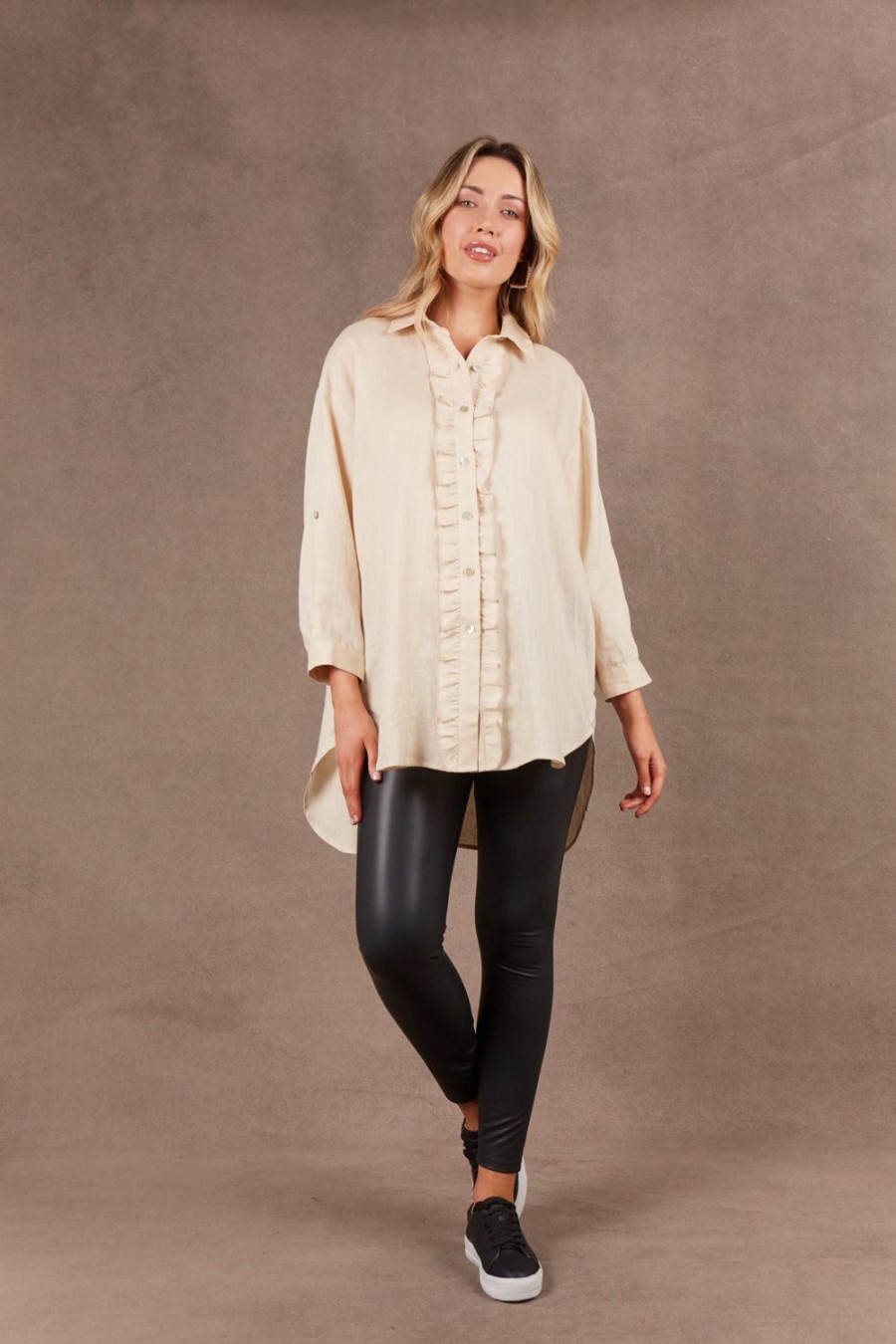 Tops | Eb & Ive Nama Frill Shirt - Vanilla