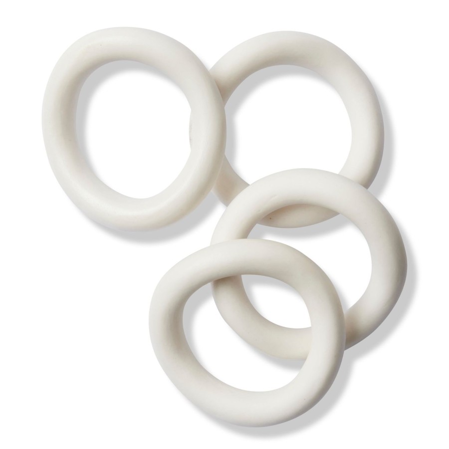 Dining & Entertaining | Madras Link Ceramic White Napkin Ring Set Of 4