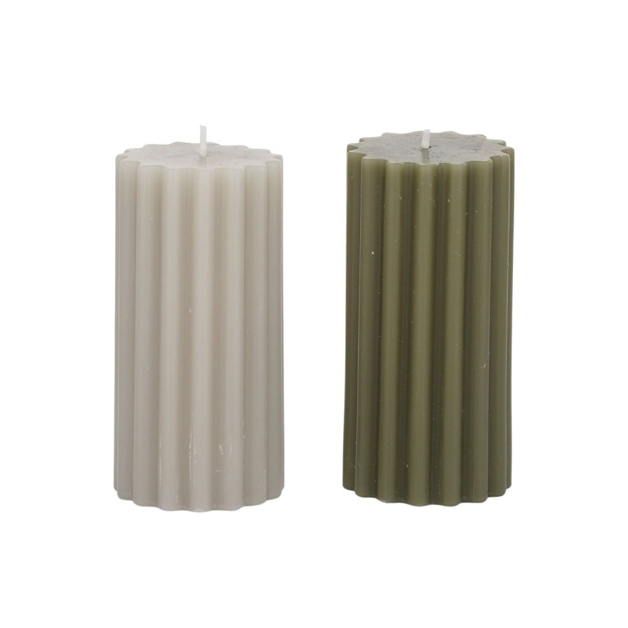 Candles & Fragrance | Coast To Coast Home Large Rib Pillar Candle - 2 Asst