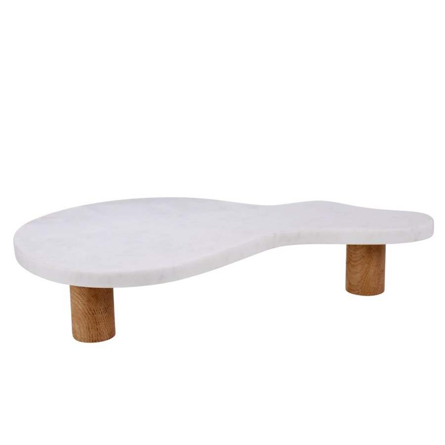 Dining & Entertaining | Amalfi Puddle Marble & Wood Footed Serving Board