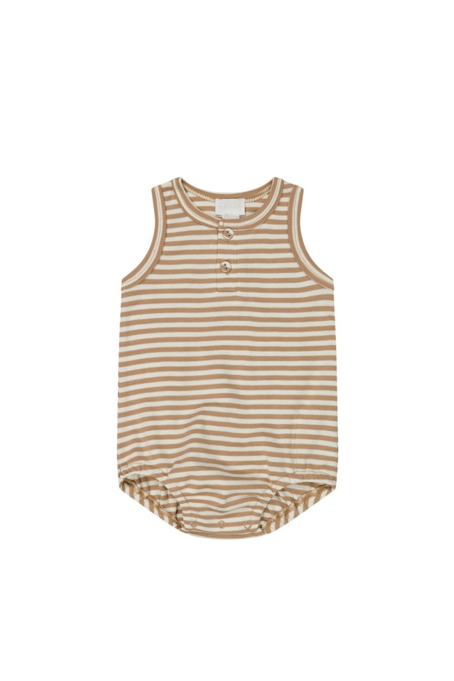 Jamie Kay | Jamie Kay Pima Cotton Noah Playsuit - Narrow Stripe Cafe Au Lait