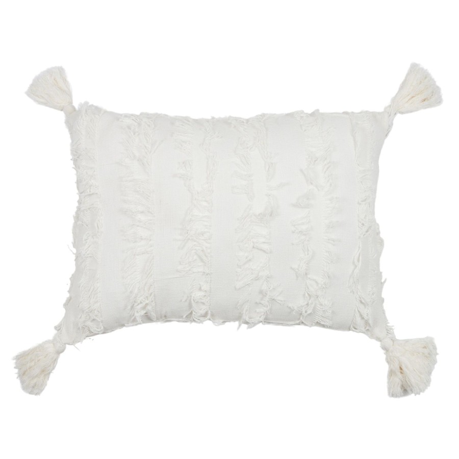 Soft Furnishings | Coast To Coast Home Fringe Cotton Cushion 35X50Cm - White