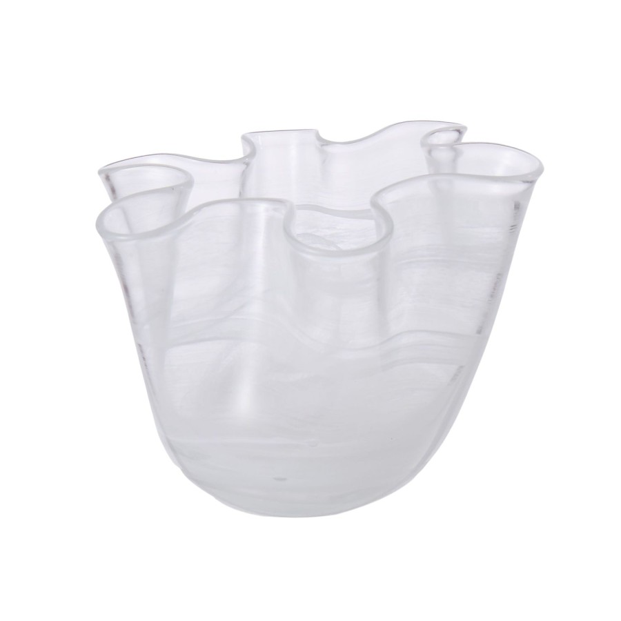 Decor Items | Amalfi Wavy Bowl With Marble Effect - Clear/White