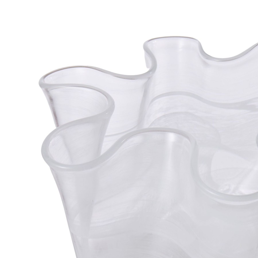 Decor Items | Amalfi Wavy Bowl With Marble Effect - Clear/White