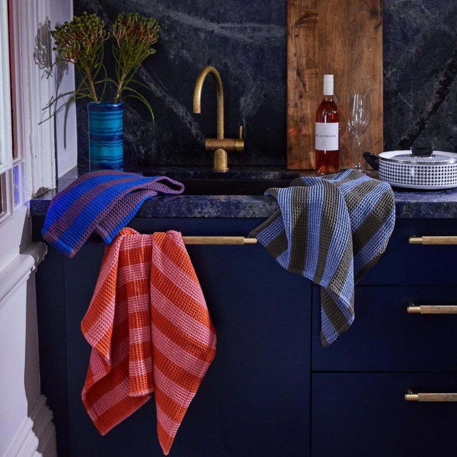 Kitchenware | Sage & Clare Zelia Stripe Tea Towel - Cosmos