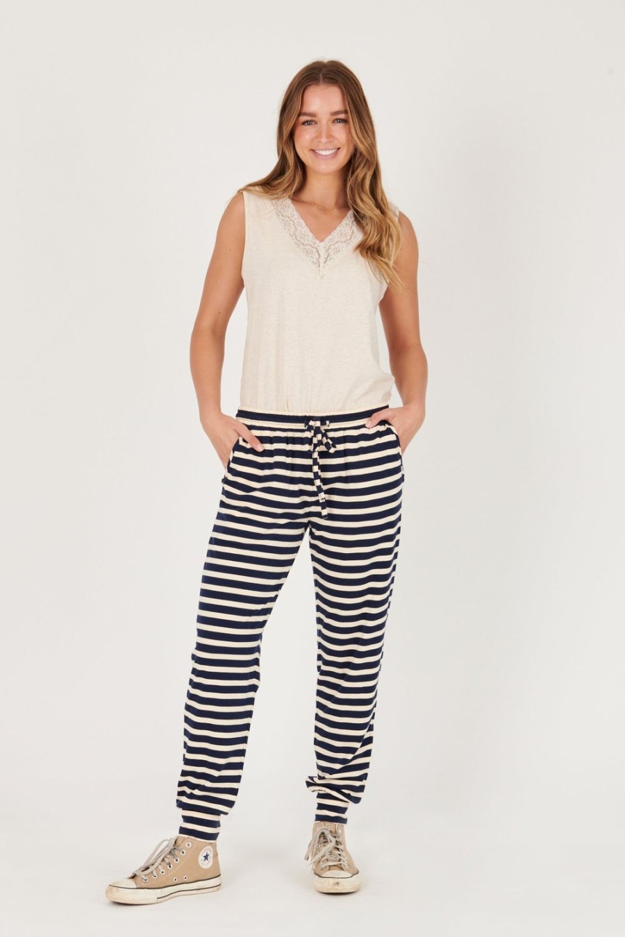 Pants | One Ten Willow Everyday Pant - Navy & Ecru Stripe