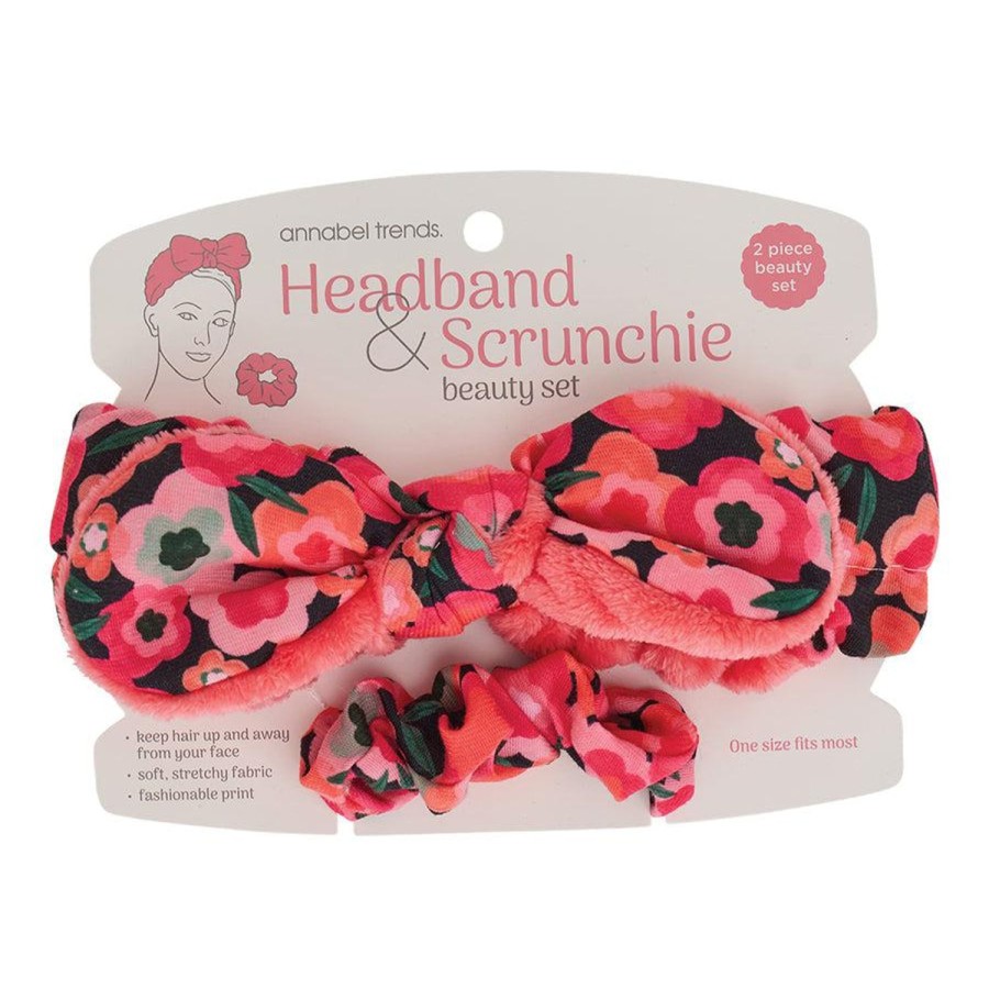 Beauty & Well-Being | Annabel Trends Printed Headband & Scrunchie Set - Midnight Blooms