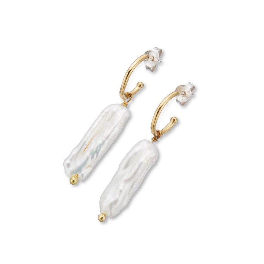 Jewellery | Palas Lunar Pearl Drop Hoop Earrings