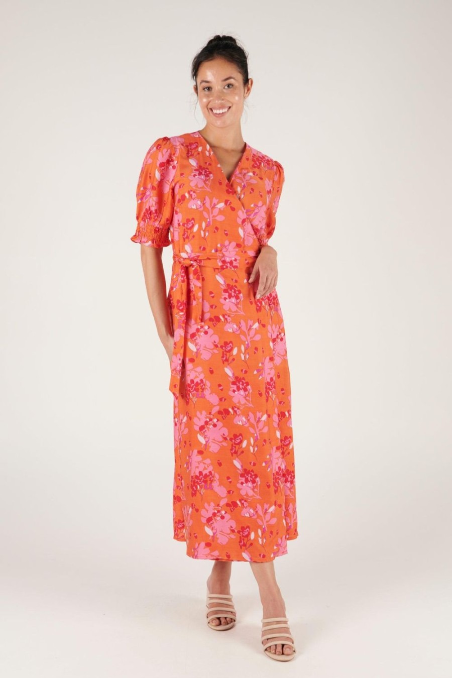 Dresses | Ellis & Dewey Wrap Midi Dress - Summer Rose Garden