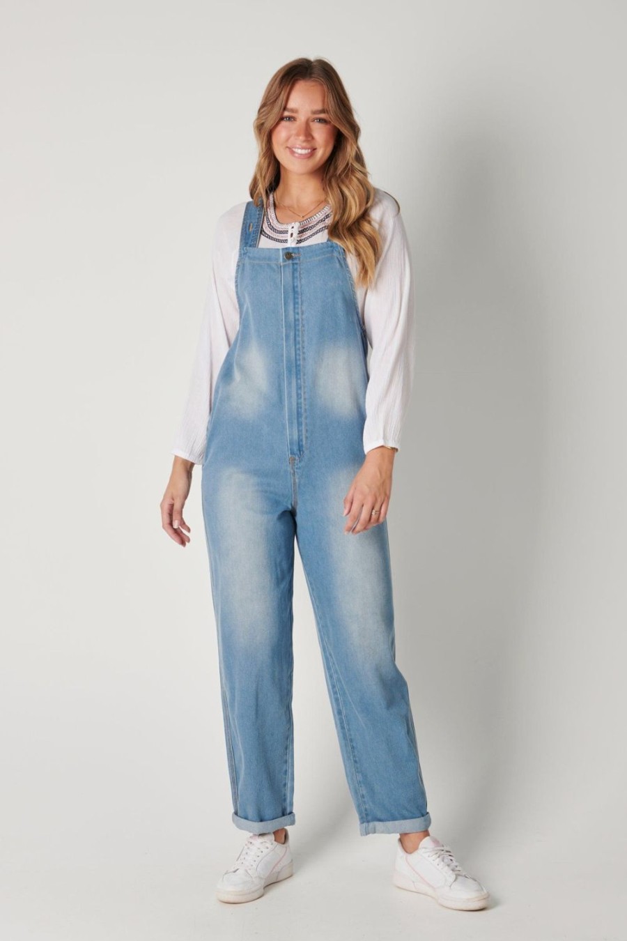 Playsuits, Jumpsuits & Overalls | One Ten Willow Zip Front Overall - Light Blue