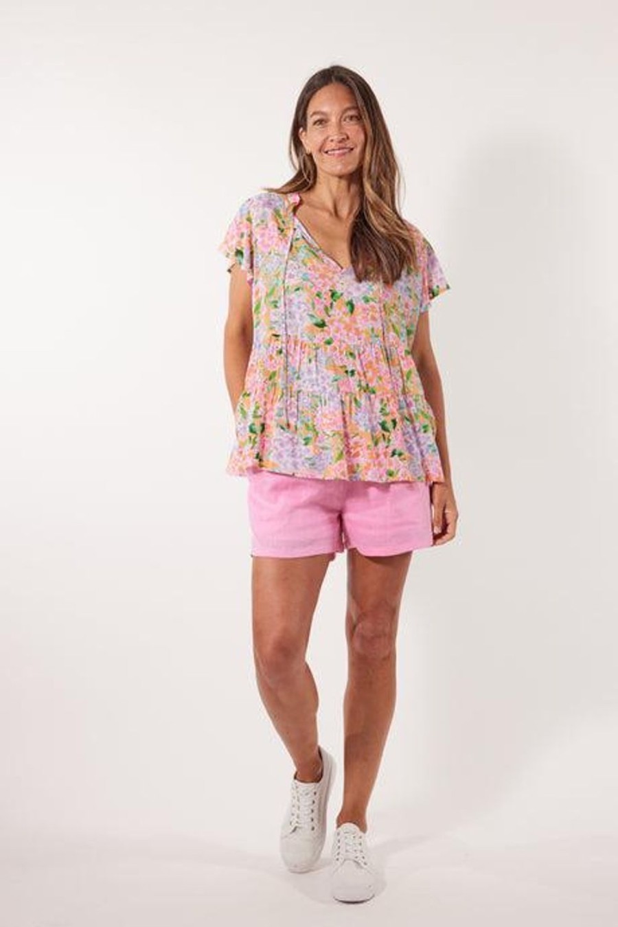 Tops | Isle Of Mine Botanical Tiered Top - Sunset Hydrangea