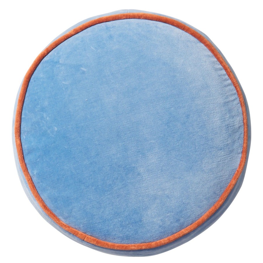 Soft Furnishings | PLAY by Sage & Clare Castilo Round Velvet Cushion - Blue Jay