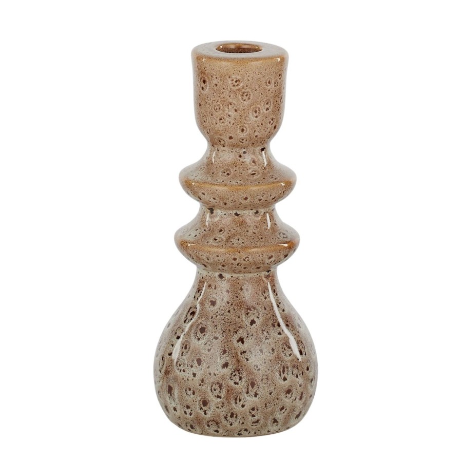 Decor Items | Coast To Coast Home Brindle Ceramic Candleholder 19Cm - Cocoa