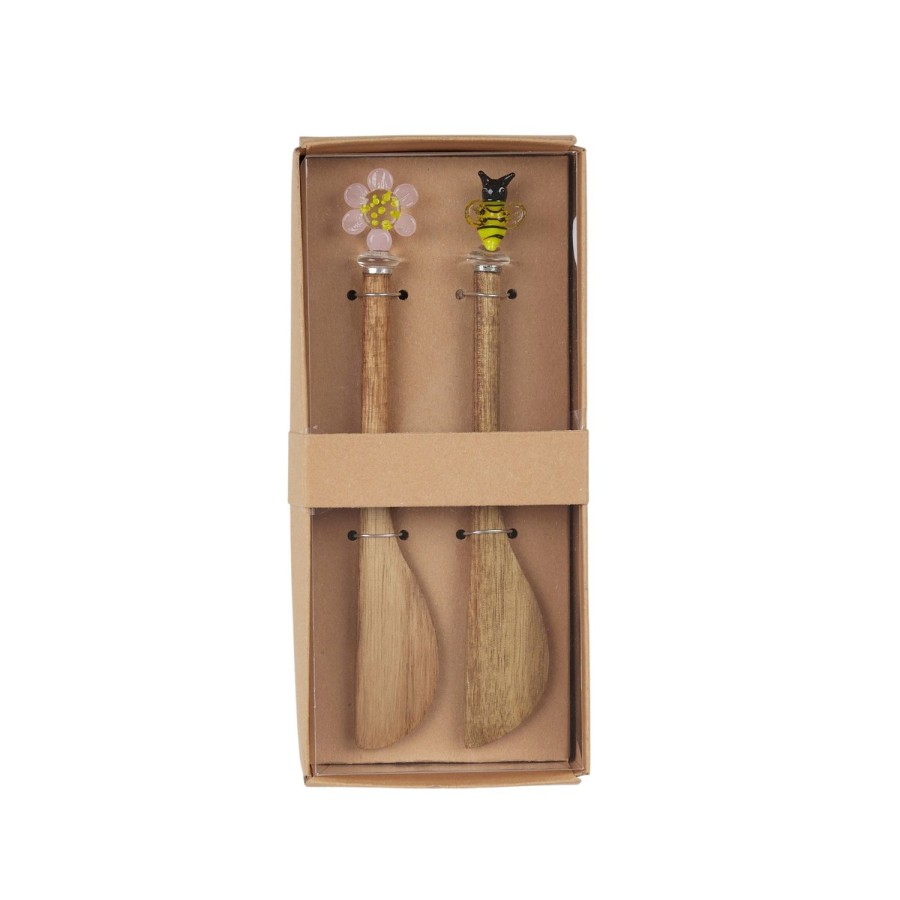 Dining & Entertaining | Coast To Coast Home Buzz Set/2 Wood/Glass Spreaders 4X8.5Cm