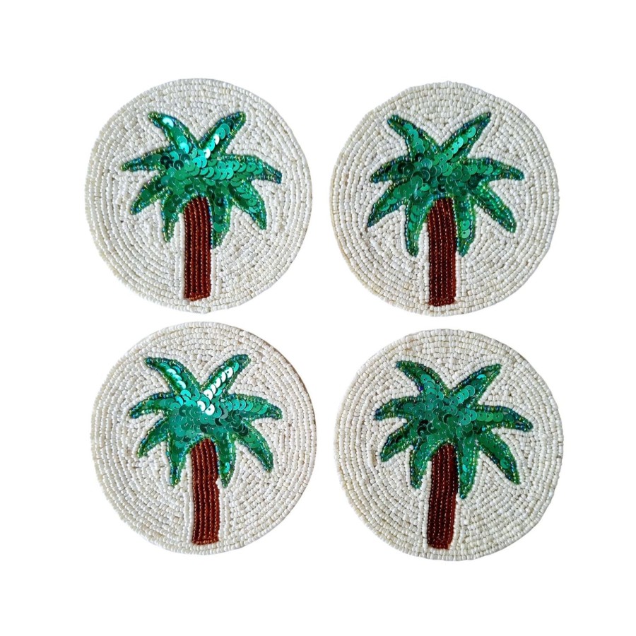 Dining & Entertaining | Zoda Beaded Coaster Set Of 4 - Palm