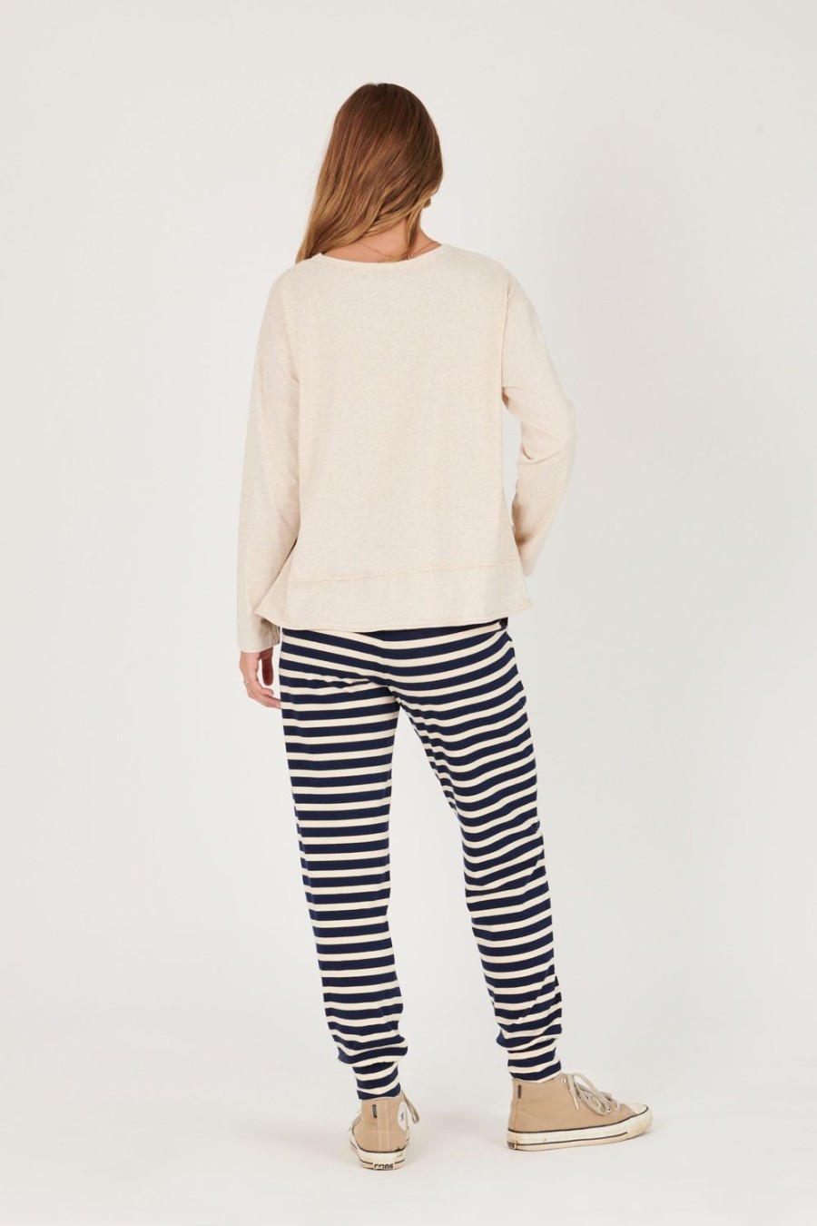 Tops | One Ten Willow Panel Hem Detail Top - Oatmeal Marle