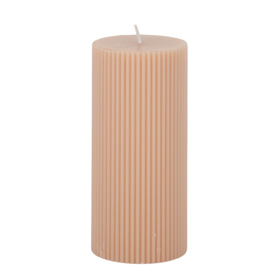 Candles & Fragrance | Coast To Coast Home Ribbed Pillar Candle 15Cm - Nude