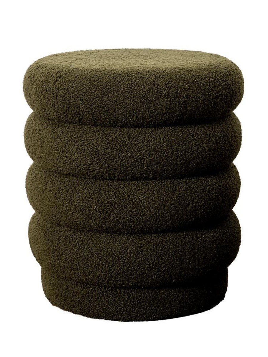 Furniture | Urban Road Lucia Round Boucle Stool - Khaki